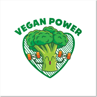 Vegan Power Broccoli Gym Green Vegetable Posters and Art